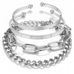 Arihant Silver-Toned Silver-Plated Set of 4 "Love" Contemporary Bracelet Set For Women and Girls