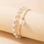 Arihant Gold Plated Pearl Studded Dual-Strand Bracelet For Women and Girls