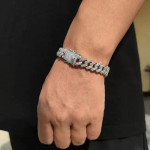 Arihant Miami Link Silver Plated Stainless Steel Cuban Bracelet
