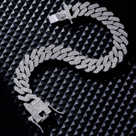 Arihant Miami Link Silver Plated Stainless Steel Cuban Bracelet