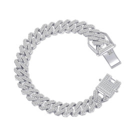 Arihant Miami Link Silver Plated Stainless Steel Cuban Bracelet
