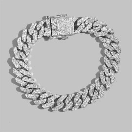 Arihant Miami Link Silver Plated Stainless Steel Cuban Bracelet