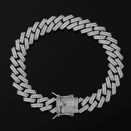 Arihant Miami Link Silver Plated Stainless Steel Cuban Bracelet
