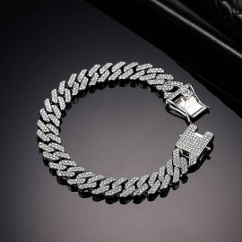 Arihant Miami Link Silver Plated Stainless Steel Cuban Bracelet