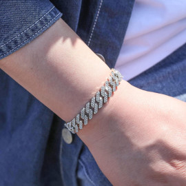 Arihant Miami Link Silver Plated Stainless Steel Cuban Bracelet