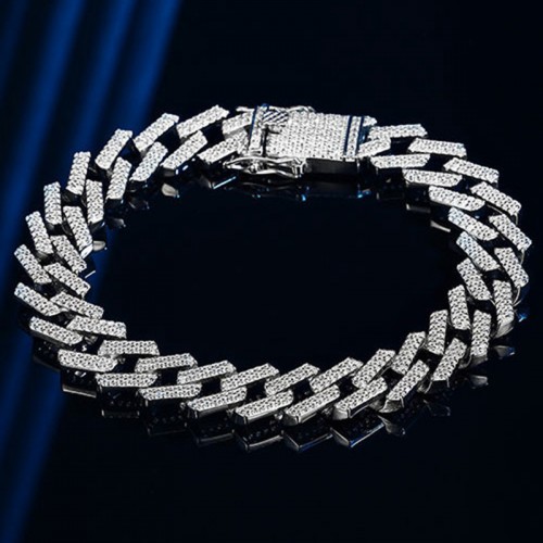Arihant Miami Link Silver Plated Stainless Steel Cuban Bracelet