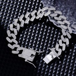 Arihant Miami Link Silver Plated Stainless Steel Cuban Bracelet