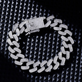 Arihant Miami Link Silver Plated Stainless Steel Cuban Bracelet