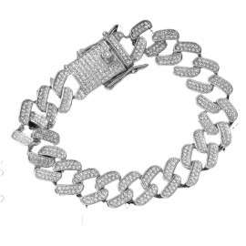 Arihant Miami Link Silver Plated Stainless Steel Cuban Bracelet