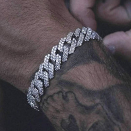 Arihant Miami Link Silver Plated Stainless Steel Cuban Bracelet