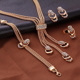 Arihant Gold-Toned Gold Plated Contemporary AD Studded Jewellery Set 49513