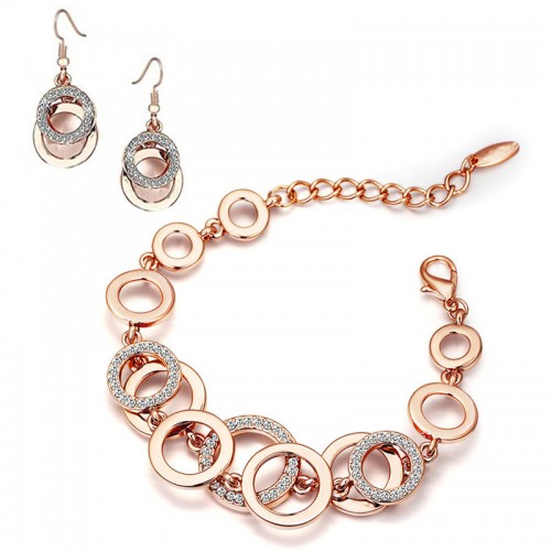 Arihant Women's Fashion AD Round Design Fascinating Bracelet & Drop Earrings for Women/Girls 49516