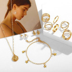 Arihant Pearl Gold Plated Earrings with Necklace and Beatiful Rings with Bracelet for Women/Girls 49532