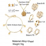 Arihant Pearl Gold Plated Earrings with Necklace and Beatiful Rings with Bracelet for Women/Girls 49532