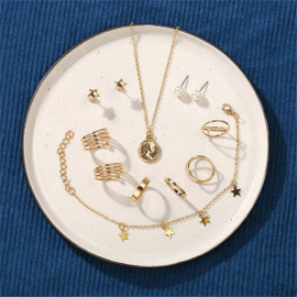 Arihant Pearl Gold Plated Earrings with Necklace and Beatiful Rings with Bracelet for Women/Girls 49532