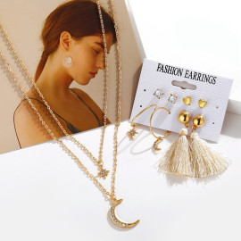 Arihant Wonderful AD Gold Plated Earrings with Necklace for Women/Girls 49534