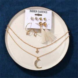Arihant Wonderful AD Gold Plated Earrings with Necklace for Women/Girls 49534