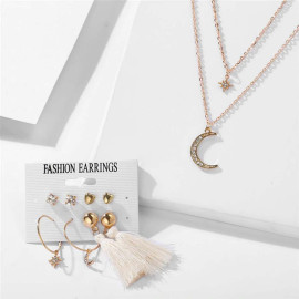 Arihant Wonderful AD Gold Plated Earrings with Necklace for Women/Girls 49534