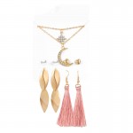 Arihant AD & Pearl Gold Plated Thread 4 Pair of Earrings with Necklace for Women/Girls 49536