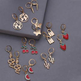 Arihant Gold Plated Layered Necklace and Gold Plated Set of 9 Contemporary Drop Earrings Combo For Women and Girls