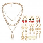 Arihant Gold Plated Layered Necklace and Gold Plated Set of 9 Contemporary Drop Earrings Combo For Women and Girls