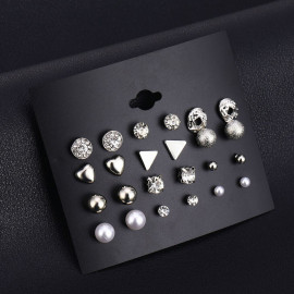 Arihant Gold Plated Layered Necklace and Silver Plated Set of 12 Contemporary Stud Earrings Combo For Women and Girls