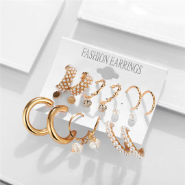 Arihant Gold Plated Layered Necklace and Gold Plated Set of 9 Contemporary Studs and Hoop Earrings Combo For Women and Girls