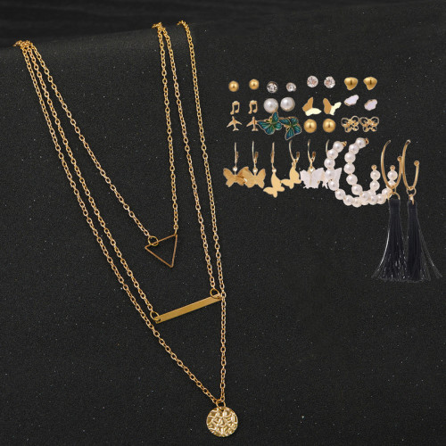 Arihant Gold Plated Layered Necklace and Gold Plat...