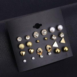 Arihant Gold Plated Layered Necklace and Gold Plated Set of 12 Contemporary Stud Earrings Combo For Women and Girls