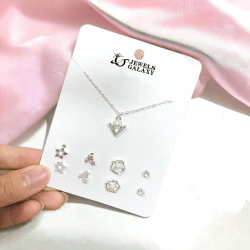 Arihant Stars inspired Silver Plated Multi-Piece Jewellery Set For Women & Girls