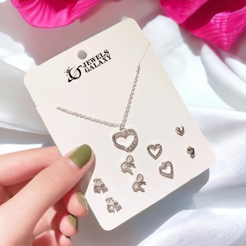 Arihant Heart inspired Silver Plated Multi-Piece Jewellery Set For Women & Girls