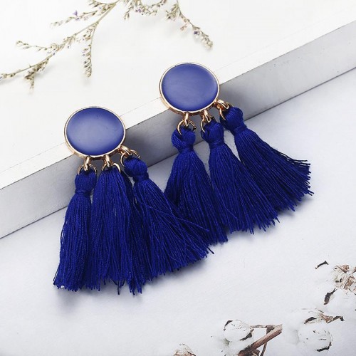 Arihant Blue-Toned Copper Plated Tassel Earrings 4...