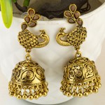 Arihant Custom Mayur Design Gold Plated Elegant Jhumkis For Women/Girls 45119
