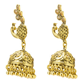 Arihant Custom Mayur Design Gold Plated Elegant Jhumkis For Women/Girls 45119