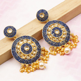 Arihant Fascinating CZ & Pearl Circular Gold Plated Brilliant Chandbali For Women/Girls 45134