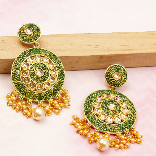 Arihant Elegant CZ & Pearl Gold Plated Chandba...