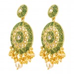 Arihant Elegant CZ & Pearl Gold Plated Chandbali For Women/Girls 45136