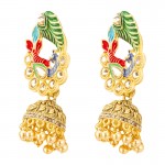 Arihant Exquisite CZ & Pearl Mayur Design Gold Plated Jhumki For Women/Girls 45140