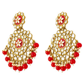 Arihant Fabulous Floral Kundan & Beads Gold Plated Chandbali Earrings For Women/Girls 45156