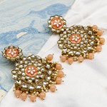Arihant Delicate Floral Kundan & Beads Gold Plated Chandbali Earrings For Women/Girls 45160