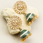 Arihant Designer Floral CZ & Pearl Gold Plated Plushy Jhumki For Women/Girls 45164