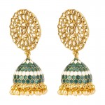 Arihant Designer Floral CZ & Pearl Gold Plated Plushy Jhumki For Women/Girls 45164