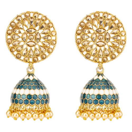 Arihant Exquisite Floral CZ & Pearl Gold Plated Swanky Jhumki For Women/Girls 45166