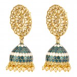 Arihant Exquisite Floral CZ & Pearl Gold Plated Swanky Jhumki For Women/Girls 45166