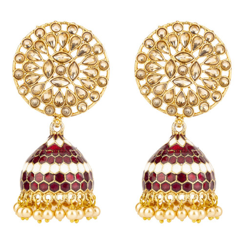 Arihant Contemporary Floral CZ & Pearl Gold Plated Brilliant Jhumki For Women/Girls 45167