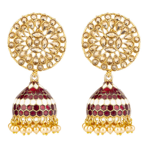 Arihant Contemporary Floral CZ & Pearl Gold Plated Brilliant Jhumki For Women/Girls 45167