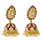 Arihant Gold Plated Pearl studded Red Jhumki Earrings 45174