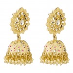 Arihant Gold Plated Pearl studded Off White Jhumki Earrings 45175