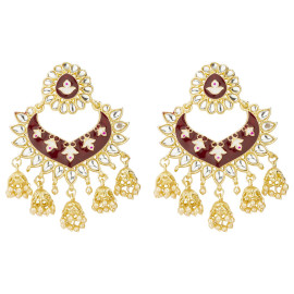 Arihant Gold Plated Pearl studded Maroon Chandbalis 45183