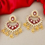 Arihant Gold Plated Pearl studded Maroon Chandbalis 45183